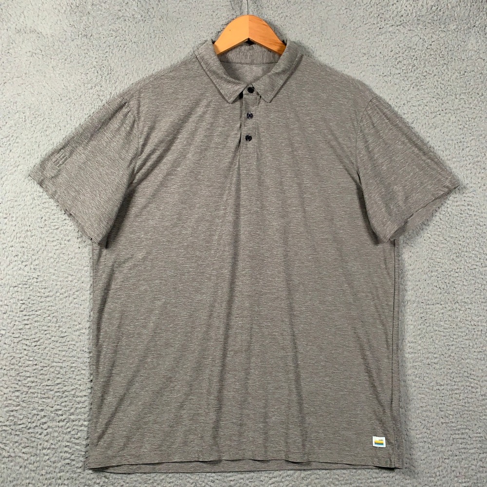 Vuori Strato Tech Polo Shirt Men's XL Gray Short Sleeve Performance Active Golf